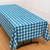 Gingham Checkered Poly Poplin Tablecloth 60 x 108 Inch