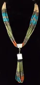 10-Strand Multi-Color Heishi Necklace With Matching 10 Heishi Jacklas Pendant