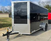 6x12 Black V-Nose Enclosed Trailer with Silver ATP (1) 3,500lb Axle