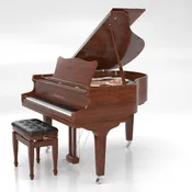 Unbeatable Clearance Price! GS150N 5' Baby Grand Piano Dark Walnut with Brushed Nickel
