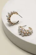 DOUBLE ROW PEARL MINI HUGGIE HOOP EARRINGS