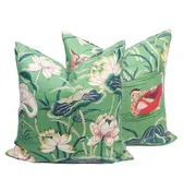Schumacher Lotus Garden pillow cover in Jade 20x20" on both sides $200 — AceCovering