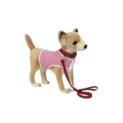10.7" Chihuahua Stuffed Animal With Pink Coat & Leash