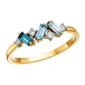 10k Blue Topaz Ombre Ring with Diamond Accents