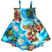 2 Piece Girls Set Smock Top Hawaii Polynesian