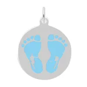 1019-002 Blue Painted Baby Feet Disc Charm