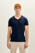 100% Cotton V-Neck T-Shirt - Navy