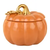 106 Oz Matte Orange Hammered Pumpkin Shape Bowl W-Gold Stem