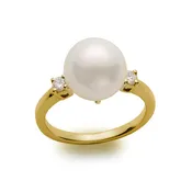 14KY Cultured Pearl And Diamond Ring