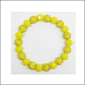 10MM RHINESTONE YELLOW CRYSTAL BEADED STRETCH BRACELET ( 03 41 )