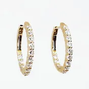 18K Yellow Gold Oval In/Out Hoop Earrings