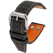HMS Riveted Patterned Leather Watch Strap (Litchi Grain)