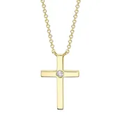 0.03CT 14K Y/G DIAMOND CROSS NECKLACE