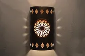 14″ Wall Light-Dreamcatcher Copper Cover-Diamonds Borders-Open Top Half Round-Anodized Bronze-Silver Mica-Indoor-Outdoor