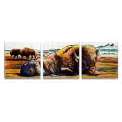 American Bison: 3-Piece Wood & Metal Wall Art