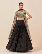 Black Embroidered Lehenga Set