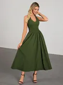 Business Sleeveless Asymmetrical Neck Ruched Split Slim Cocktail Pencil Dress
