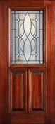 6' 8" 1/2 (Half) Lite Decorative Glass Mahogany Wood Front Door - PD 3068-12 WICH