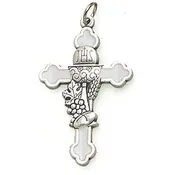 1-1/2 Inch White Enamel On Silver Tone Communion Cross