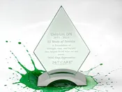 Diamond Cosmic Glass Award with Silver Base, 7.25"