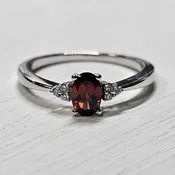 10k White Gold .43ctw Garnet and Diamond Ring