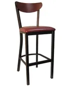 6180B Textured Black Metal Barstool with Optional Wood Back and Seat