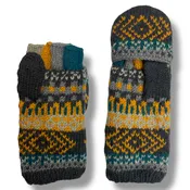 Hand-knit Woolen Convertible Mittens with Lining