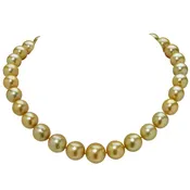 12-16MM Gold South Sea Pearl Necklace With 14K Yellow Gold Clasp - Elegant Luxury Jewelry