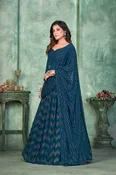 Aque Blue Georgette Embroidery Round Neck Lehenga (1010290_RamaMukes)