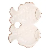 10.2 Inch Antique Ivory Organic Double Fish Shape Plate