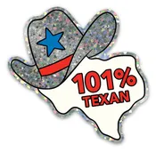 101% Texan Die Cut Sticker Texas