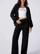 Athleisure Zip Up Jacket and Drawstring Pants Active 2pcs Set