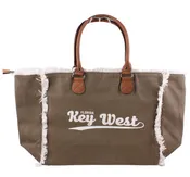 Key West Canvas Tote Bag with Leather Handles - B319