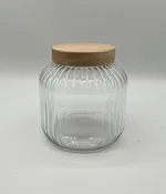 118 oz RIBBED JAR W/ NATURAL COLOR WOOD LID