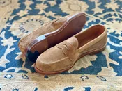 6173F - Penny Loafer in Lined Snuff Suede — Ealdwine Raleigh