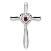 10 Karat Charm Cross with heart chain slides Length 26.8 one 0.10ct Ro