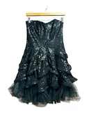 Betsey Johnson Black Sequin Ruffle Mini Size XS Women's Dress