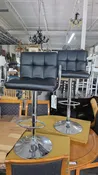 (2) BLACK CHROME BAR STOOLS SET
