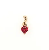 10K Yellow Gold Lab-Grown Heart Shape Ruby Pendant w/ One Small Diamond Accent Gram Weight:0.75g