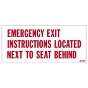 E107 Emergency Exit Instructions Located Next Seat Behind