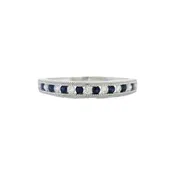10k 0.15cttw White Gold Sapphire & Diamond Alternating Chann...