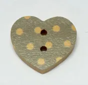 18mm 2 hole white spotted wood heart Light Dusty Blue