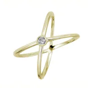 14K SINGLE DIAMOND CRISS CROSS RING