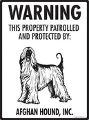 Afghan Hound! Property Patrolled Aluminum Sign - 9x12 Inch, Weatherproof, Yard