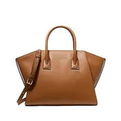 Avril Large Leather Top-Zip Satchel Luggage