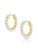 Crescent Pearl Hoop Earrings - Small