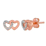 .06 ct. tw. Diamond Double Linked Heart Fashion Earrings in 14K Pink Gold - EB18471B00P@