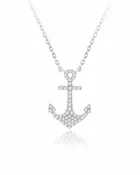 14KT WHITE GOLD DIAMOND ANCHOR PENDANT