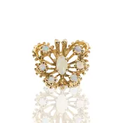 14K Yellow Gold | Vintage Butterfly Pendant | Opal Accents