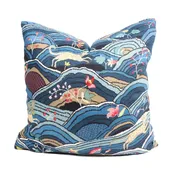 Schumacher Rolling Hills pillow cover in blue 20x20" on both sides $200 — AceCovering